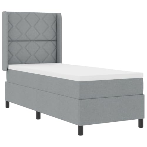 Genérico wenjingqi 3343539 Boxspringbett, Matratze und LED-Licht, hellgrauer Stoff, 90 x 190 cm von Genérico