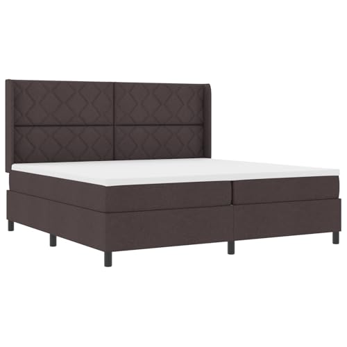 Genérico wenjingqi 3343591 Boxspringbett mit Matratze und LED, Dunkelbraun, 200 x 200 cm, Stoff von Genérico