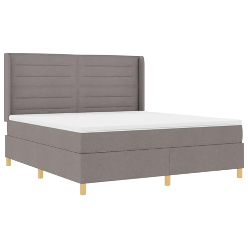 Genérico wenjingqi 3343648 Boxspringbett, Matratze und LED-Licht, taupefarbener Stoff, 180 x 200 cm von Genérico