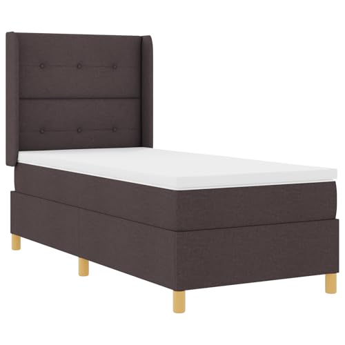 Genérico wenjingqi 3343682 Boxspringbett, Matratze und LED-Licht, dunkelbrauner Stoff, 100 x 200 cm von Genérico