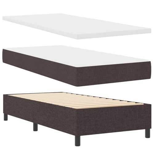 Genérico wenjingqi 3344124 Bett mit Federkern und Matratze, Dunkelbraun, 100 x 200 cm, Stoff von Genérico