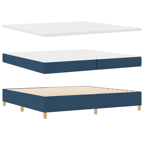 Genérico wenjingqi 3344253 Boxspringbett mit Matratze und Bank, Blau, 200 x 200 cm, Stoff von Genérico