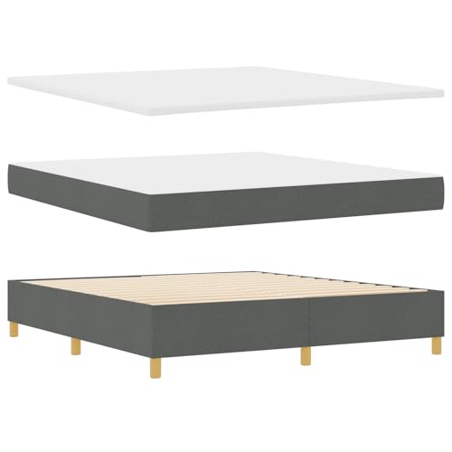 Genérico wenjingqi 3344318 Bett mit Box Spring mit Matratze und Bank, dunkelgrau, 180 x 200 cm, Stoff von Genérico