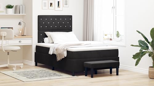 Genérico wenjingqi 3344434 Bett mit Federbasis mit Matratze und Bank, Schwarz, 120 x 190 cm, Samt, 120 x 190 cm von Genérico