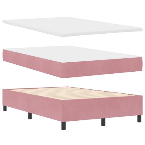 Genérico wenjingqi 3344437 Boxspringbett mit Matratze und Bank, Rosa, 120 x 190 cm, Samt, 120 x 190 cm von Genérico