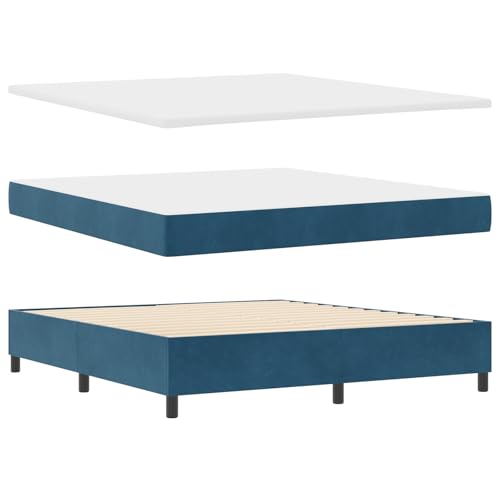 Genérico wenjingqi 3344598 Boxspringbett mit Matratze und Bank, Dunkelblau, 180 x 200 cm aus Samt, 180 x 200 cm von Genérico
