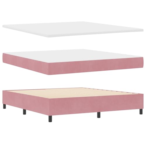 Genérico wenjingqi 3344599 Boxspringbett mit Matratze und Bank, Rosa, 180 x 200 cm, Samt, 180 x 200 cm von Genérico