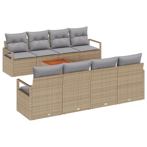 Genérico wenjingqi 3356348 Gartenmöbel-Set mit Kissen, Beige, Rattan von Genérico