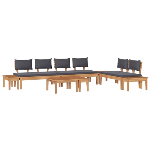 Genérico wenjingqi 3356871 Gartenbank-Set mit Kissen, aus massivem Teakholz, 5-teilig von Genérico
