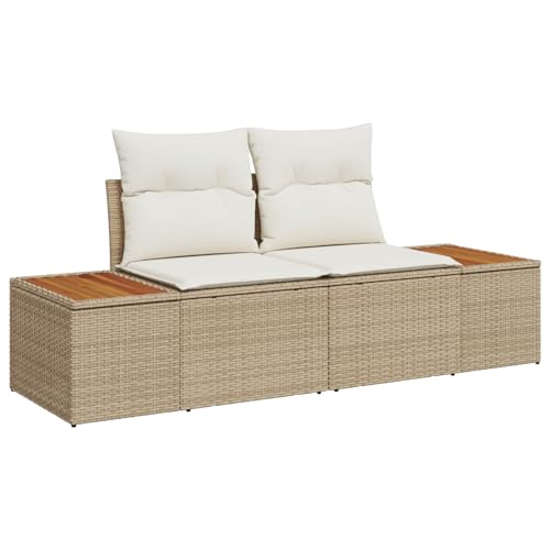 Genérico wenjingqi 3358830 Gartenmöbel-Set mit Kissen, Beige, Polymer, Rattan von Genérico