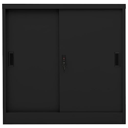 Genérico wenjingqi 335952 Büroschrank mit Schiebetür oder Schwarz, 90 x 40 x 90 cm von Genérico