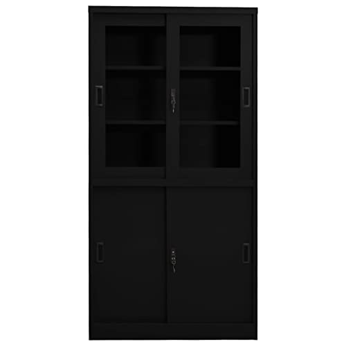 Genérico wenjingqi 335964 Büroschrank mit Schiebetür oder Schwarz, 90 x 40 x 180 cm von Genérico