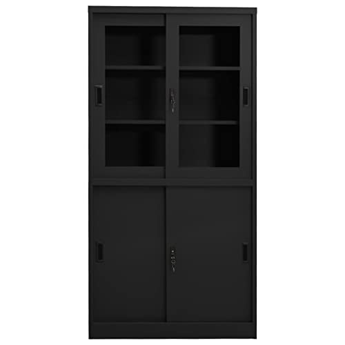 Genérico wenjingqi 335965 Büroschrank mit Schiebetür oder Anthrazit, 90 x 40 x 180 cm von Genérico