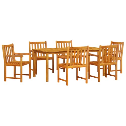 Genérico wenjingqi 3375647 Gartenmöbel-Set aus massivem Akazienholz, 7-teilig von Genérico