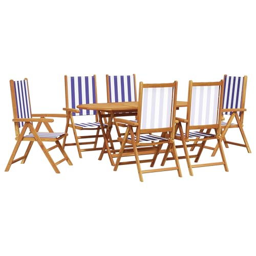 Genérico wenjingqi 3375753 Gartenmöbel-Set, 7-teilig, Blau und Massivholz, Akazie von Genérico