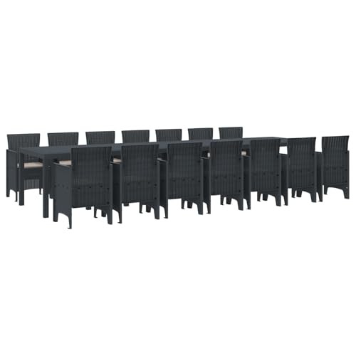 Genérico wenjingqi 3378793 Gartenmöbel-Set mit Kissen, Anthrazit, synthetisches Rattan, 15-teilig von Genérico