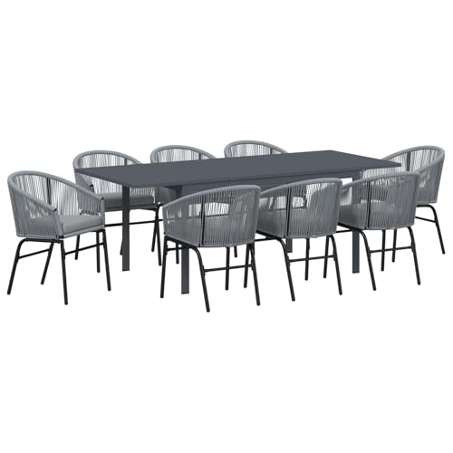 Genérico wenjingqi 3378833 Gartenmöbel-Set mit Rattankissen, grau, 10-teilig von Genérico