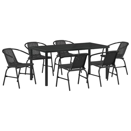 Genérico wenjingqi 3379384 Gartenmöbel-Set, 7-teilig, Rattan, Kunststoff, Schwarz Genérico wenjingqi 3379384 Gartenmöbel-Set, 7-teilig, Rattan, Kunststoff, Schwarz von Genérico