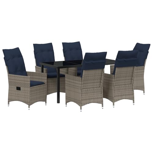 Genérico wenjingqi 3379594 Gartenmöbel-Set mit Rattankissen, 7-teilig von Genérico