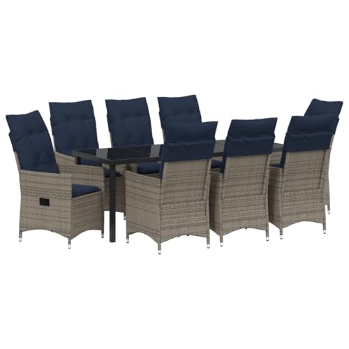 Genérico wenjingqi 3379596 Gartenmöbel-Set mit Kissen, Grau, Rattan von Genérico