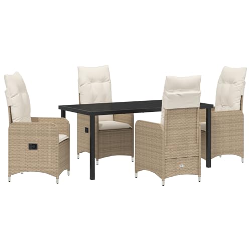 Genérico wenjingqi 3379656 Gartenmöbel-Set mit Kissen, Beige, aus Polyrattan, 5-teilig Genérico wenjingqi 3379656 Gartenmöbel-Set mit Kissen, Beige, aus Polyrattan, 5-teilig von Genérico