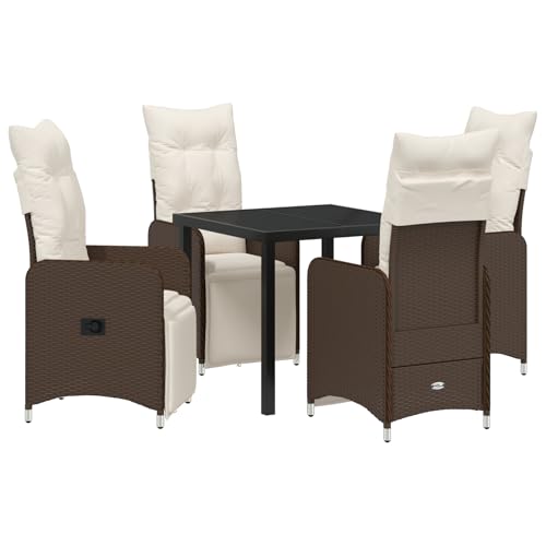 Genérico wenjingqi 3379668 Gartenmöbel-Set mit Kissen, Braun, Polyrattan, 5-teilig von Genérico