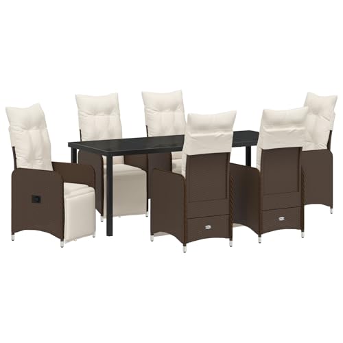 Genérico wenjingqi 3379672 Gartenmöbel-Set, 7-teilig, mit Kissen aus Polyrattan, Braun von Genérico