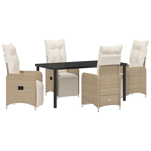 Genérico wenjingqi 3379684 Gartenmöbel-Set mit Kissen, Beige, aus Polyrattan, 5-teilig Genérico wenjingqi 3379684 Gartenmöbel-Set mit Kissen, Beige, aus Polyrattan, 5-teilig von Genérico