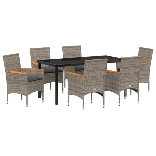 Genérico wenjingqi 3379853 Gartenmöbel-Set mit Kissen, Rattan, Polyester, Grau, 7-teilig Genérico wenjingqi 3379853 Gartenmöbel-Set mit Kissen, Rattan, Polyester, Grau, 7-teilig von Genérico