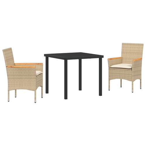 Genérico wenjingqi 3379856 Gartenmöbel-Set mit Kissen, Beige, Polyrattan von Genérico