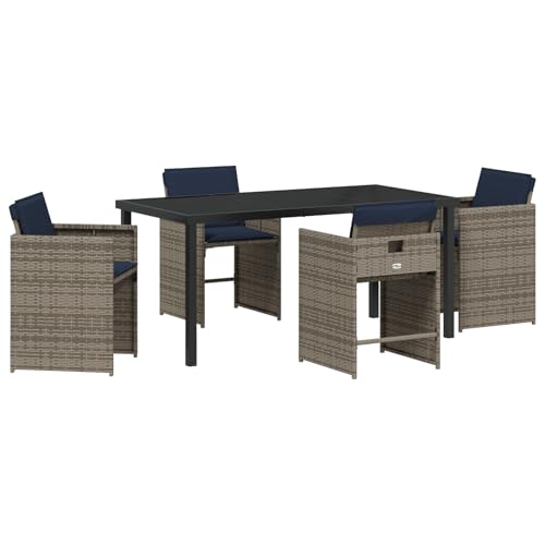 Genérico wenjingqi 3380002 Gartenmöbel-Set mit Kissen, Grau, Rattan, Polyester, 5-teilig Genérico wenjingqi 3380002 Gartenmöbel-Set mit Kissen, Grau, Rattan, Polyester, 5-teilig von Genérico