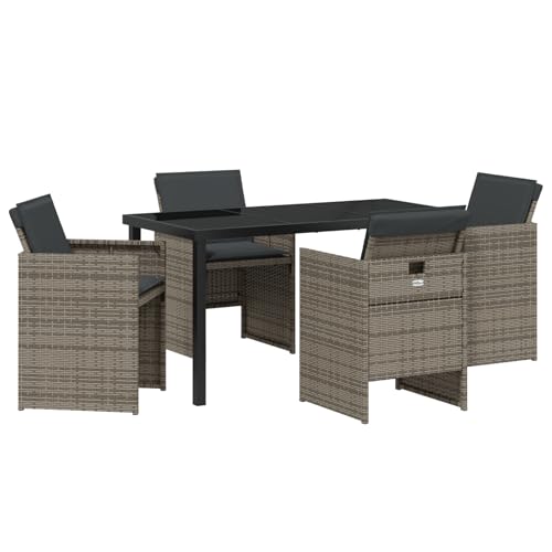 Genérico wenjingqi 3380598 Gartenmöbel-Set mit grauen Kissen aus Polyrattan, 5-teilig Genérico wenjingqi 3380598 Gartenmöbel-Set mit grauen Kissen aus Polyrattan, 5-teilig von Genérico