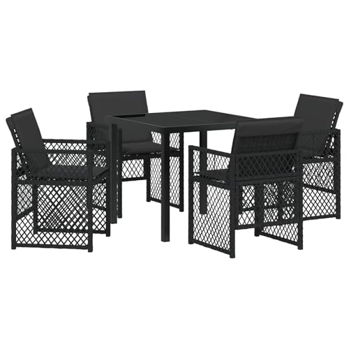Genérico wenjingqi 3380621 Gartenesszimmer mit schwarzen Kissen aus synthetischem Rattan, 5 Stück Genérico wenjingqi 3380621 Gartenesszimmer mit schwarzen Kissen aus synthetischem Rattan, 5 Stück von Genérico