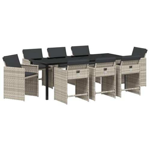 Genérico wenjingqi 3380708 Gartenmöbel-Set mit Kissen, hellgrau, Rattan, Polyester, 9-teilig Genérico wenjingqi 3380708 Gartenmöbel-Set mit Kissen, hellgrau, Rattan, Polyester, 9-teilig von Genérico