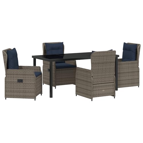 Genérico wenjingqi 3381033 Gartenmöbel-Set, 5-teilig, Polyrattan, Grau von Genérico