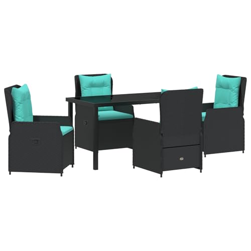 Genérico wenjingqi 3381039 Gartenmöbel-Set, 5-teilig, Schwarz, Polyrattan von Genérico