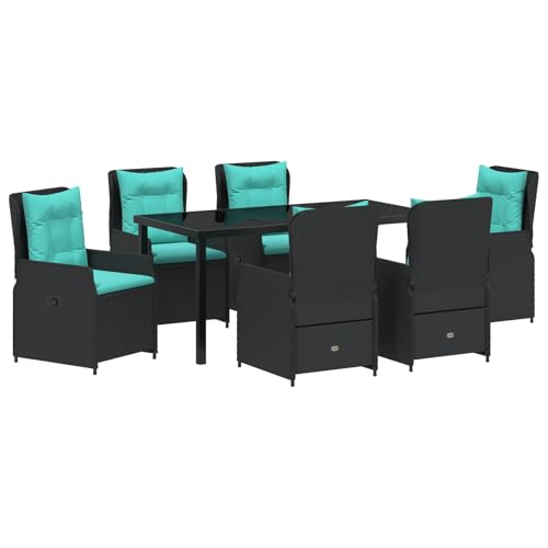 Genérico wenjingqi 3381041 Gartenmöbel-Set, 7-teilig, Polyrattan, Schwarz von Genérico