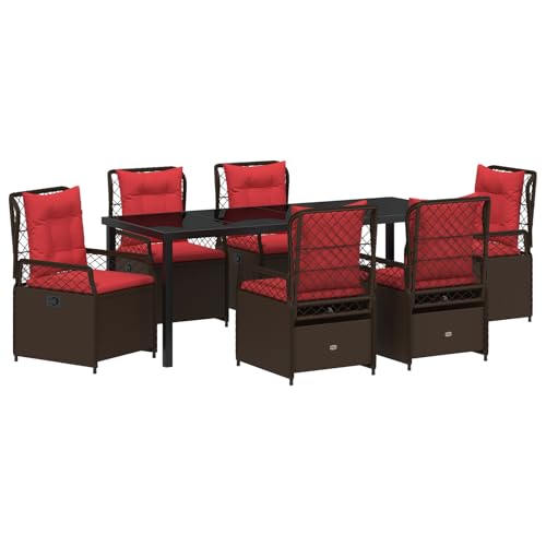 Genérico wenjingqi 3381049 Gartenmöbel-Set, 7-teilig, Braun, aus Polyrattan von Genérico