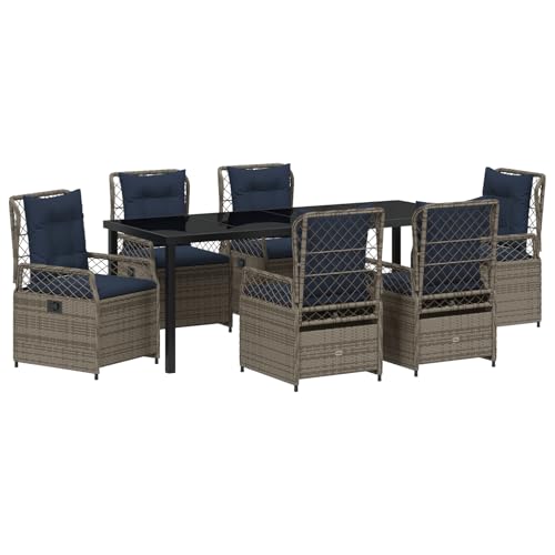 Genérico wenjingqi 3381056 Gartenmöbel-Set, Rattan, Polygrau, 7-teilig von Genérico