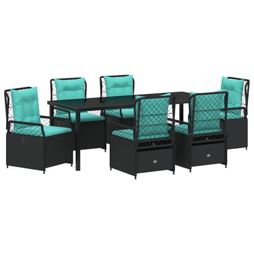 Genérico wenjingqi 3381063 Gartenmöbel-Set, 7-teilig, Polyrattan, Schwarz von Genérico
