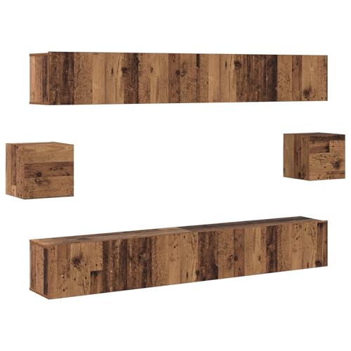 Genérico wenjingqi 3393285 TV-Möbel-Set, 6-teilig, Altholz von Genérico