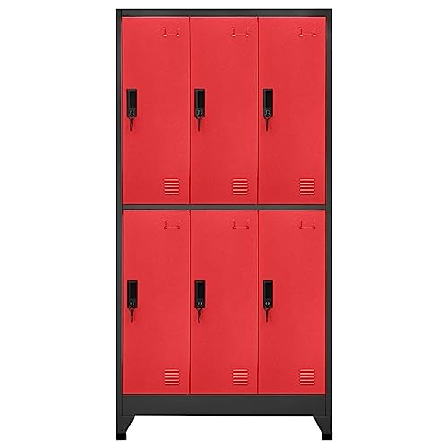 Genérico wenjingqi 339801 Spind, Anthrazitgrau und Rot, 90 x 45 x 180 cm von Genérico
