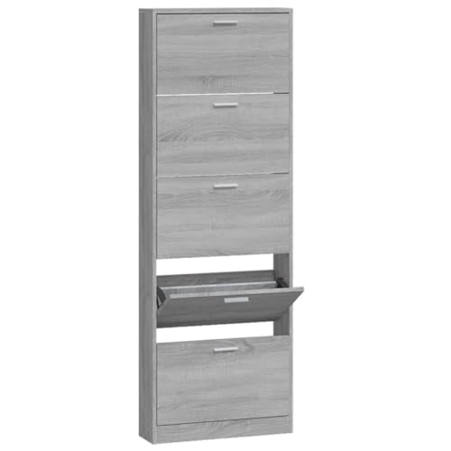 Genérico wenjingqi 342516 Schuhschrank, Sperrholz, Grau, Sonoma, 59 x 17 x 169 cm von Genérico