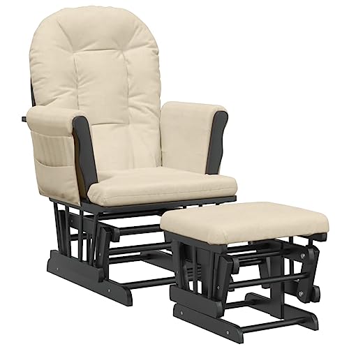Genérico wenjingqi 351668 Stillsessel mit Hocker, Stoff, cremefarben von Genérico