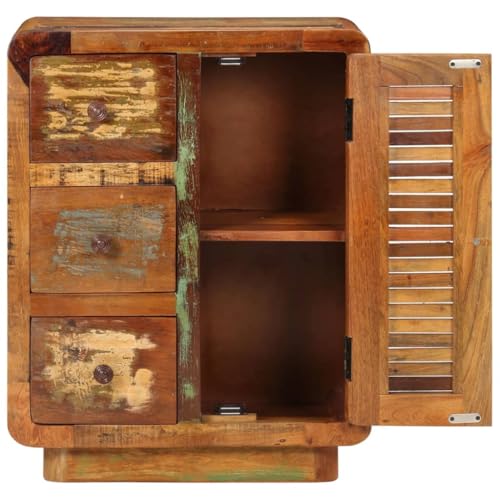 Genérico wenjingqi 352026 Sideboard mit 3 Schubladen, aus recyceltem Massivholz, 55 x 30 x 70 cm von Genérico