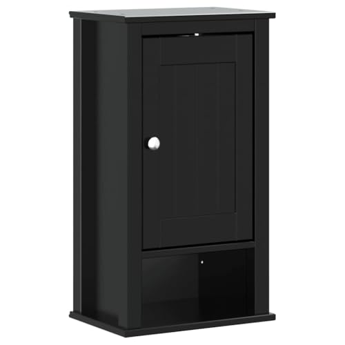 Genérico wenjingqi 358549 Wandschrank für Badezimmer, massives Holz, Kiefer, Schwarz, 40 x 27 x 71,5 cm von Genérico