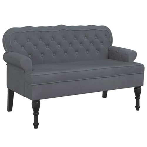 Genérico wenjingqi 372157 Bank mit Rückenlehne, Samt, Dunkelgrau, 119,5 x 64,5 x 75 cm von Genérico