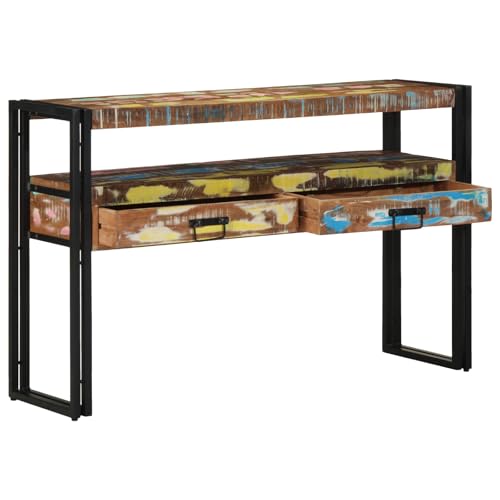 Genérico wenjingqi 4102741 Beistelltisch, mehrfarbig, 120 x 33 x 75 cm, aus recyceltem Massivholz und Metall von Genérico