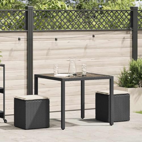 Genérico wenjingqi 4104039 Gartenhocker mit Kissen, 2 Stück, Schwarz, 40 x 40 x 43 cm von Genérico