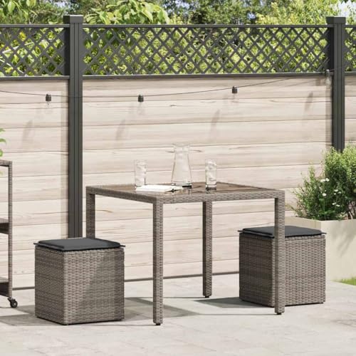 Genérico wenjingqi 4104041 Gartenhocker mit Kissen, 2 Stück, Grau, 40 x 40 x 43 cm von Genérico